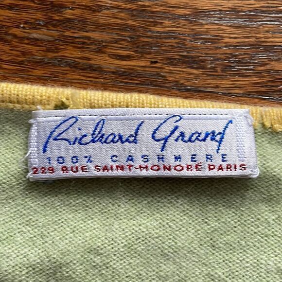 Richard Grand 100% Cashmere Green and Yellow Sweater - Picture 2 of 5